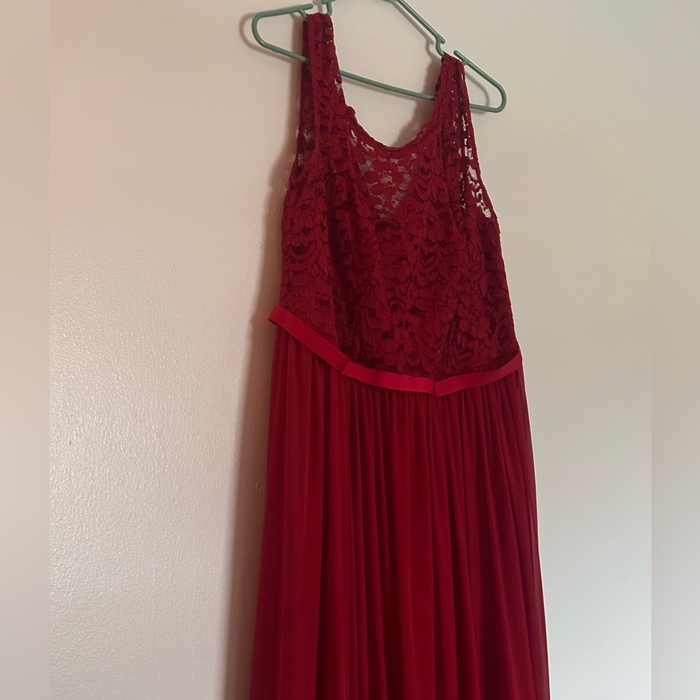 Red formal bridesmaids dress